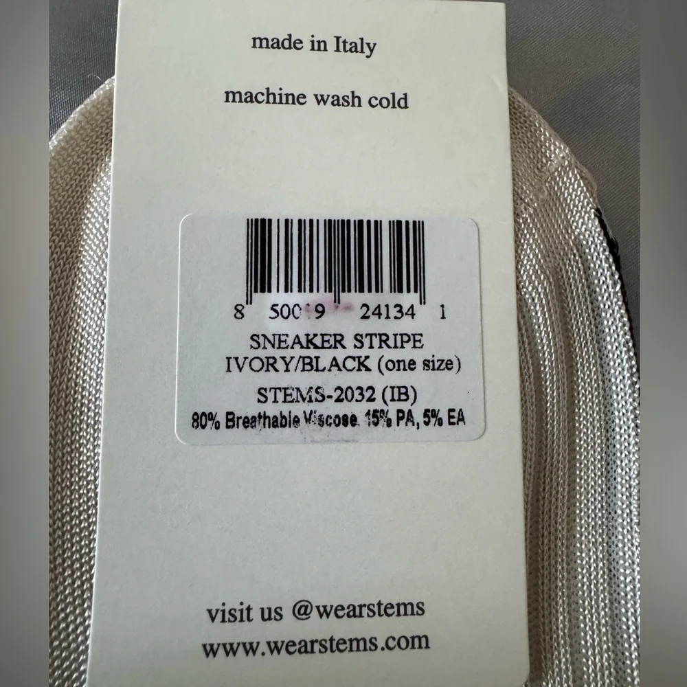 Stems Beige Ankle breathable viscose Socks with Black Trim — Made in Italy